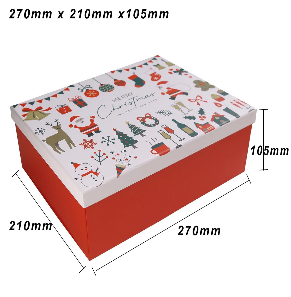 Caixa de Presente Ornamental Conjunto de 2 Caixas Grandes Natal com Tampa Presentes
