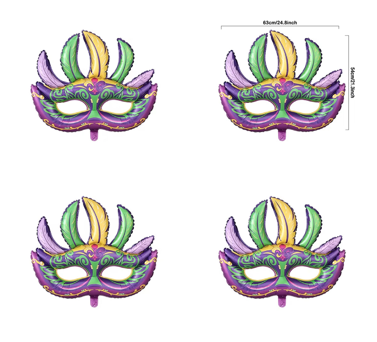 Balões de látex Carnaval, pacote com 4, dourado, máscara de aniversário, decoração