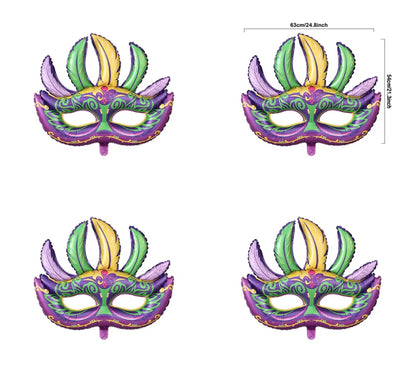 Balões de látex Carnaval, pacote com 4, dourado, máscara de aniversário, decoração