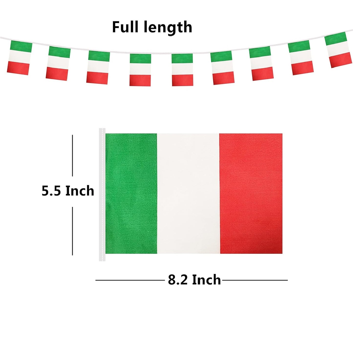 Bandeirinha Copa do Mundo Itália Corda de bandeira italiana de 14x21cm, faixa pequena