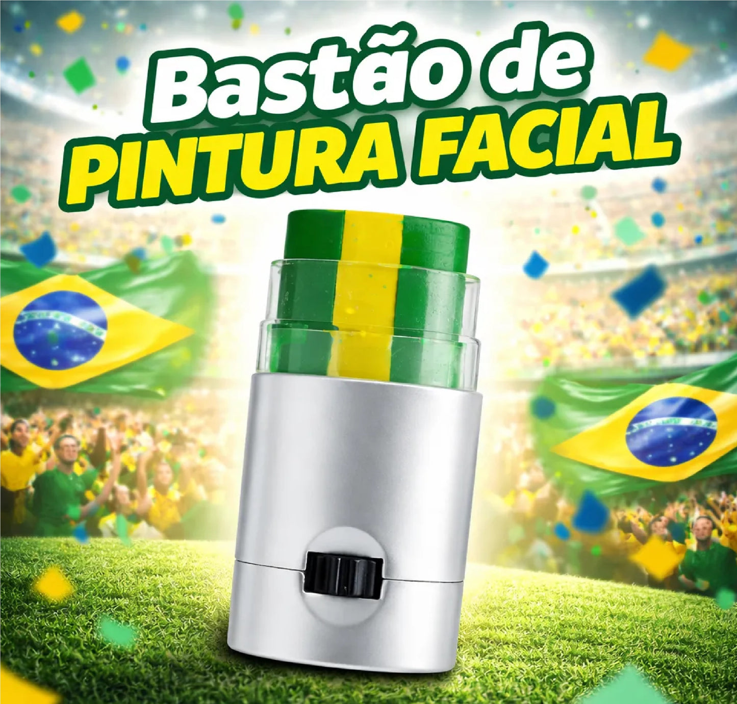 Pintura Tinta Facial Bastão Brasil Verde Amarelo Copa Mundo e Pintura Tinta Facial Bastão