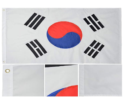 Bandeira da Coreia do Sul para Copa do Mundo de 1,82 m x 1,52 m bordado externo Coreia