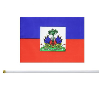 Copa do Mundo Pacote com 20 mini bandeiras do Haiti pequenas de mão, bastão haitiano
