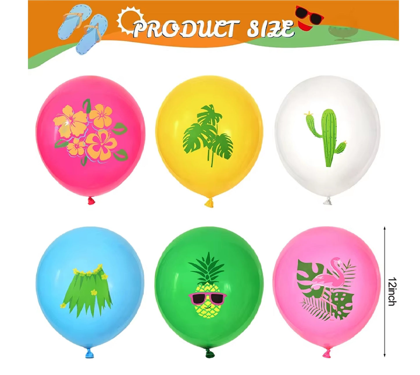 12 Peças Balões Festivos de Folhas de Aniversário Balões Verdes para Decoração Havaiana
