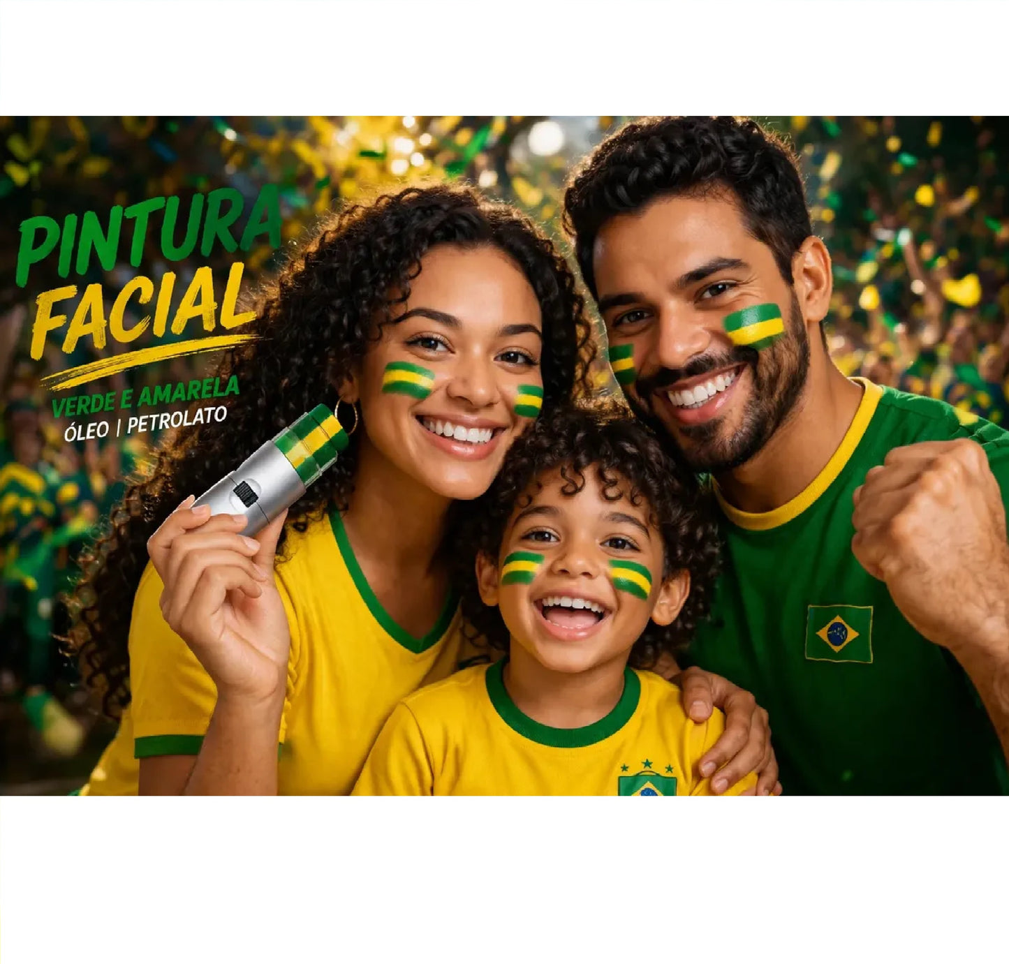 Pintura Tinta Facial Bastão Brasil Verde Amarelo Copa Mundo e Pintura Tinta Facial Bastão