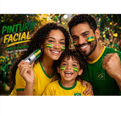 Pintura Tinta Facial Bastão Brasil Verde Amarelo Copa Mundo e Pintura Tinta Facial Bastão