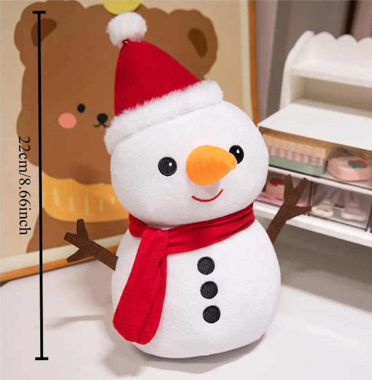 Boneco Natal Boneco De Neve Enfeite Tecido 25cm e Boneco Neve para Árvore de Natal