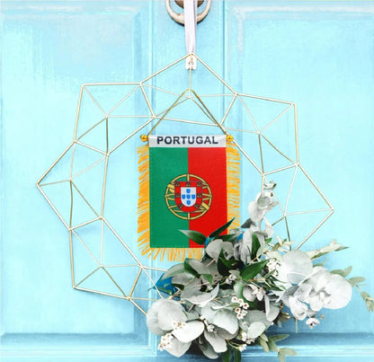 Flamula Mini Bandeira Copa do Mundo para pendurar com franjas de Portugal 8*12cm