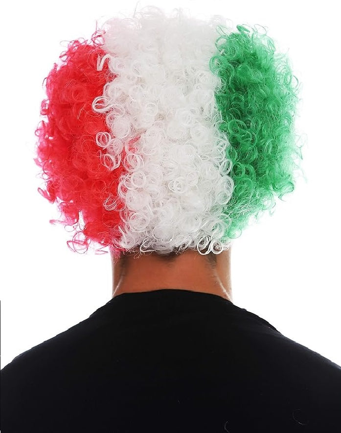Peruca Copa do Mundo esportiva unissex para adultos | Peruca afro patriótica com touca