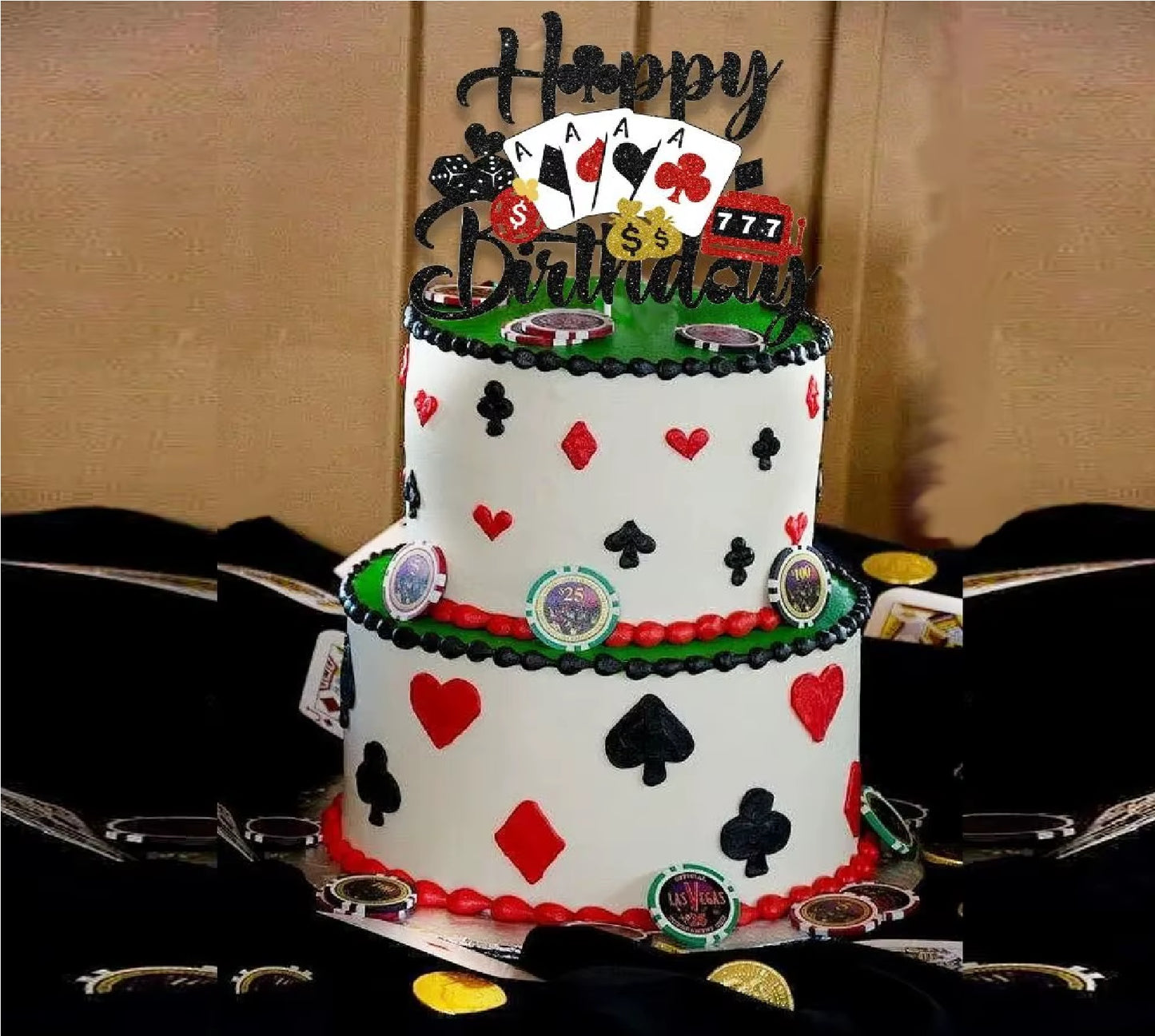 Bolo Fake Maquete Tema Las Vegas 20x15x10 cm com Topo