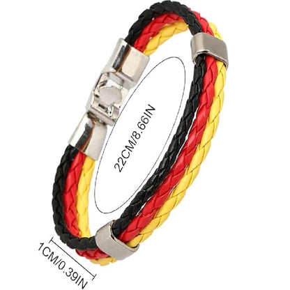 Pulseira de couro com bandeira tecida à mão multicolorido bandeira nacional PU pulseira