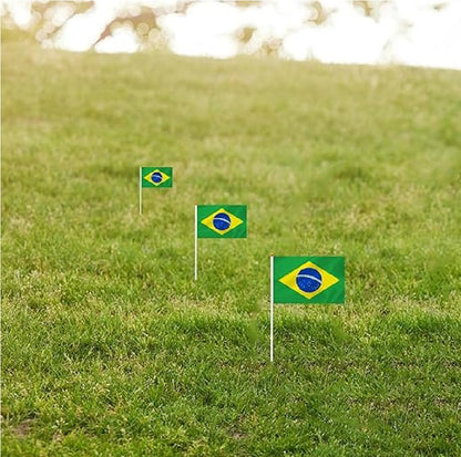 Bandeira de mão do Brasil Pacote com 50 mini bandeiras de mão Brasil, bandeira brasileira
