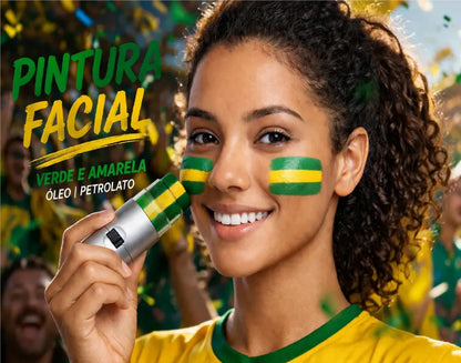Pintura Tinta Facial Bastão Brasil Verde Amarelo Copa Mundo e Pintura Tinta Facial Bastão