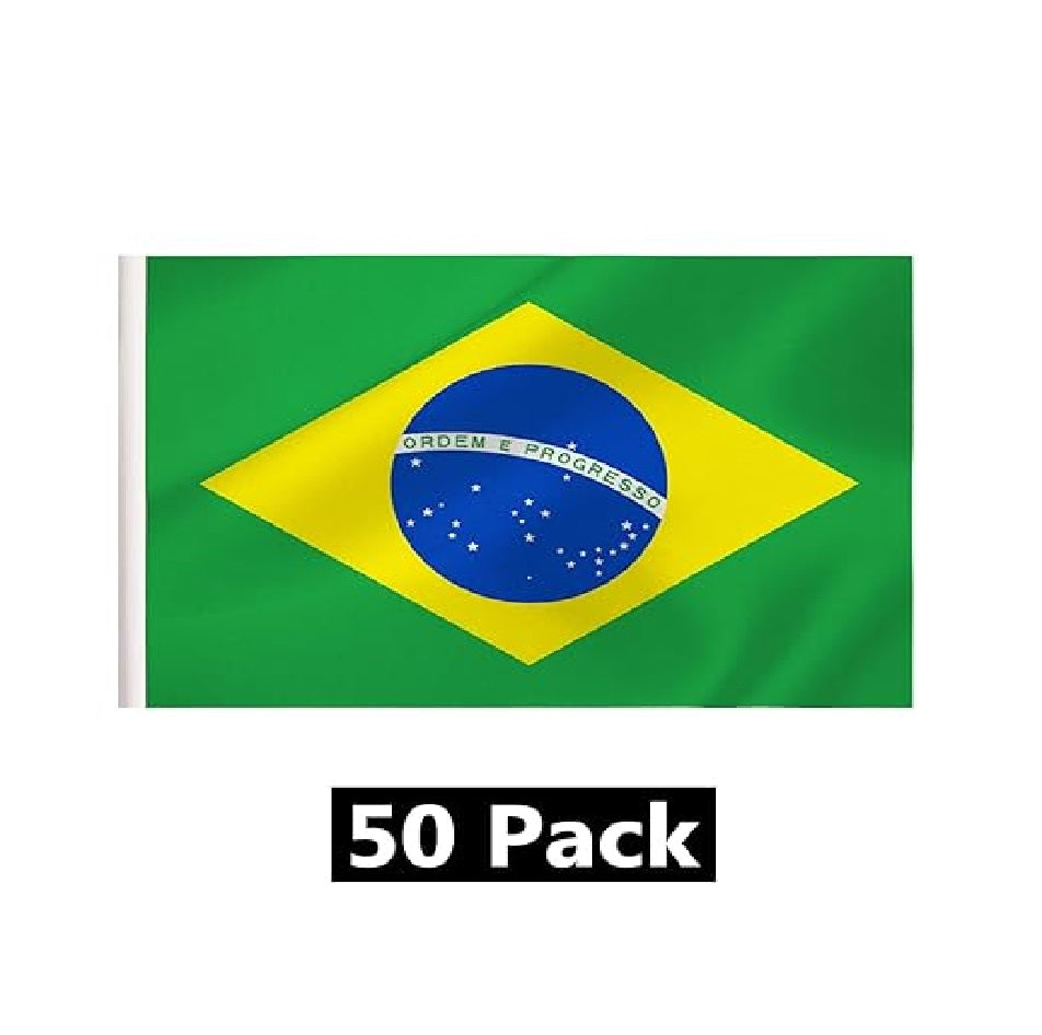 Bandeira de mão do Brasil Pacote com 50 mini bandeiras de mão Brasil, bandeira brasileira