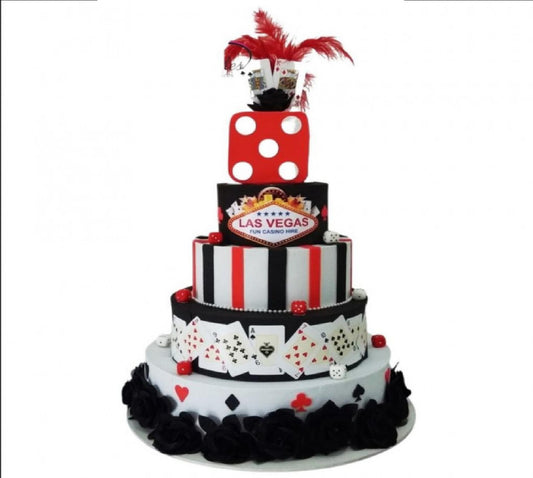 Bolo Fake Maquete Tema Las Vegas 20x15x10 cm com Topo