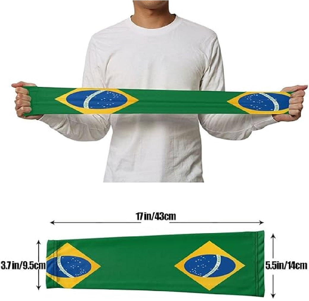Mangas de proteção para os braços com a bandeira do Brasil, para homens e mulheres