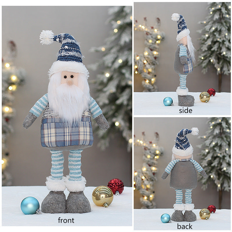 Boneca Papai Noel | Azul Xadrez Papai Noel de Neve Elk Recheado Boneca de Pelúcia