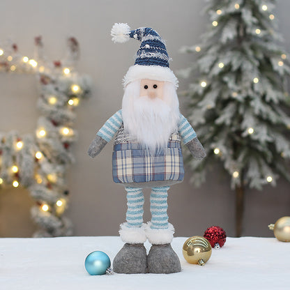 Boneca Papai Noel | Azul Xadrez Papai Noel de Neve Elk Recheado Boneca de Pelúcia