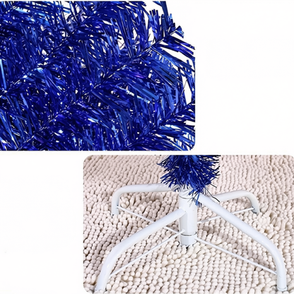 Árvore de Natal Artificial Luxuosa Azul Escuro de 120/150/180/210/240cm Suporte de Metal