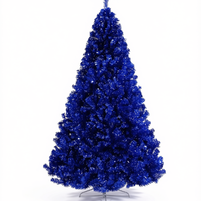 Árvore de Natal Artificial Luxuosa Azul Escuro de 120/150/180/210/240cm Suporte de Metal