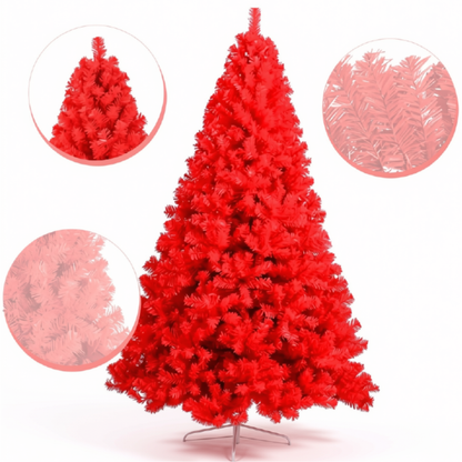 Árvore de Natal Artificial Dourada Vermelho de 120/150/180/210/240cm Perfeita Decoração