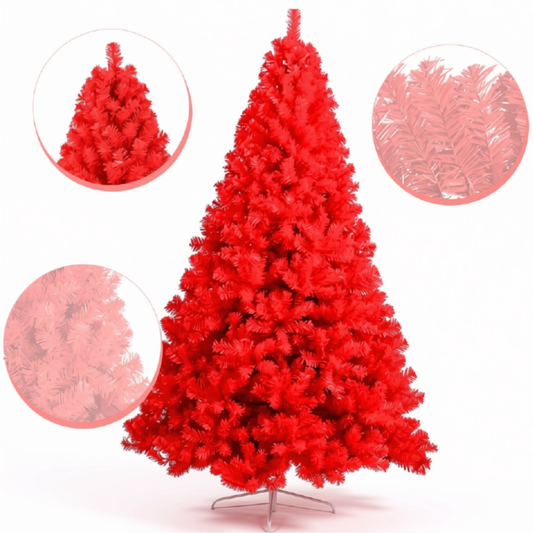 Árvore de Natal Artificial Dourada Vermelho de 120/150/180/210/240cm Perfeita Decoração