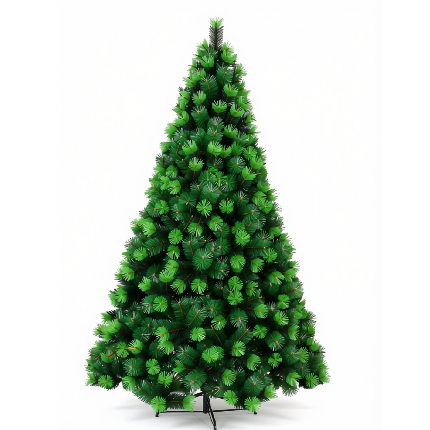 Árvore de Natal Completa Pinheiro 1,80m/320 Galhos Base de Metal Verde e Nevada Luxo