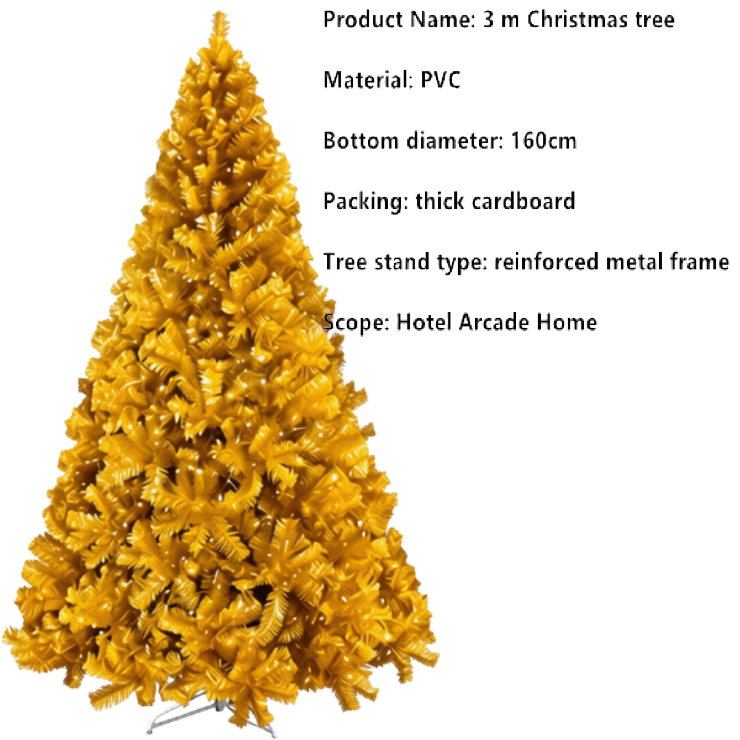 Árvore de Natal Artificial Dourada 120/150/180/210/240cm Árvore Natal Artificial Decorações