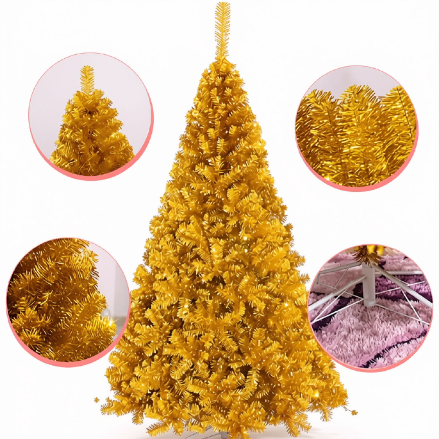 Árvore de Natal Artificial Dourada 120/150/180/210/240cm Árvore Natal Artificial Decorações