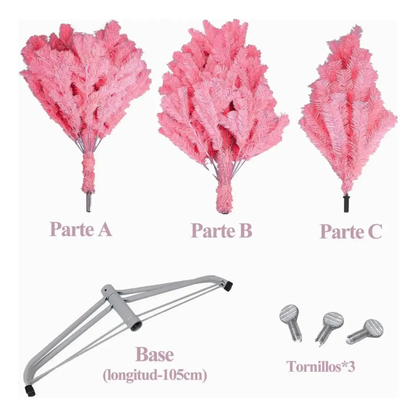 Árvores de Natal Artificiais Rosa 120/150/180/210/240cm Suporte de Metal Árvores Rosas