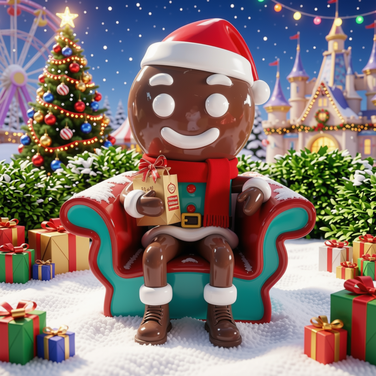 Poltrona Trono Cadeira do Shopping Gengibre Noel Natal Decoração e Poltrona Natal Fibra