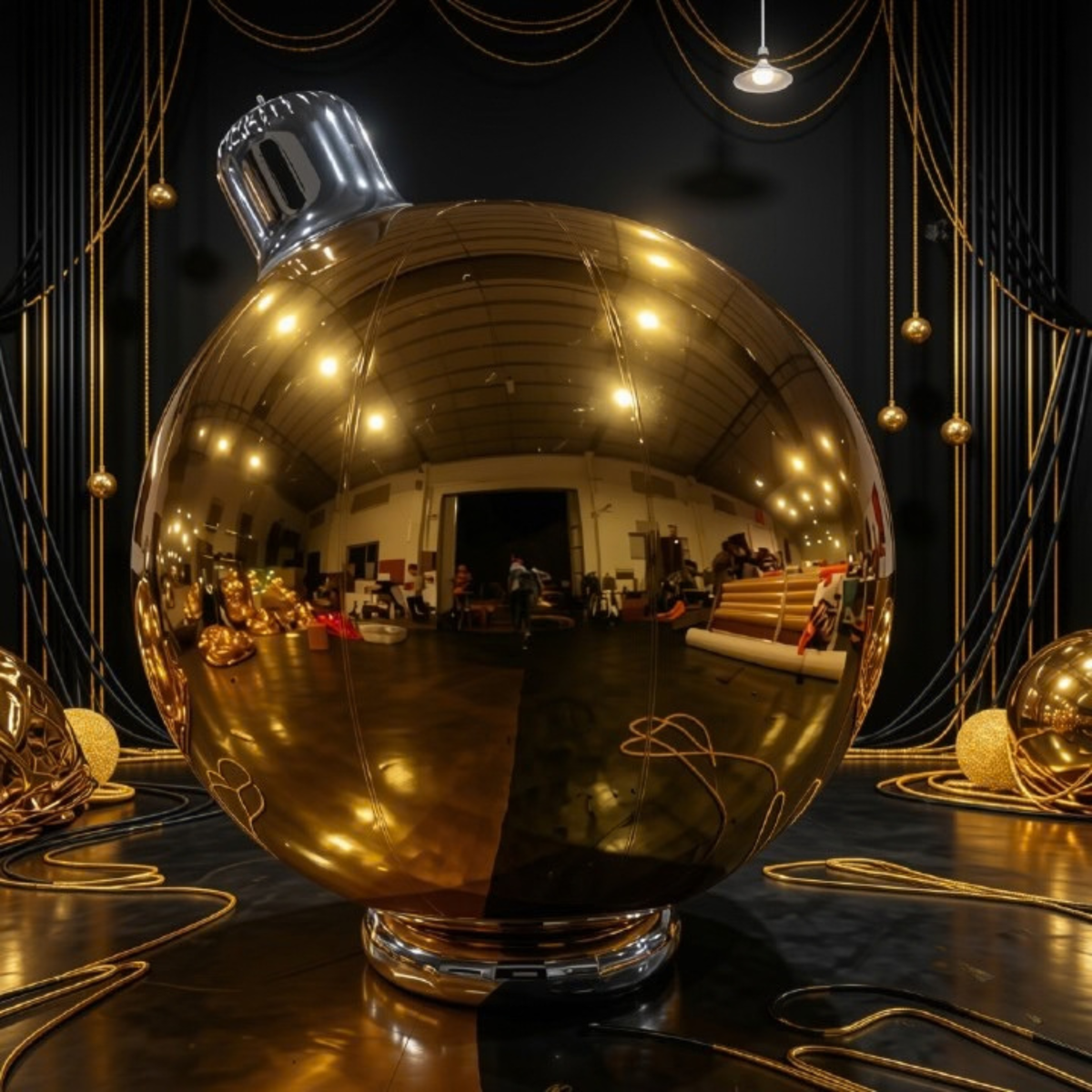 Bola Natal Espelho Inflável Praças e Shoppings, Ornamento Espelhado Inflável 1.5 Metro