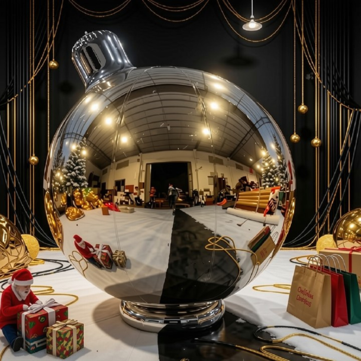 Bola Natal Espelho Inflável Praças e Shoppings, Ornamento Espelhado Inflável 1.5 Metro