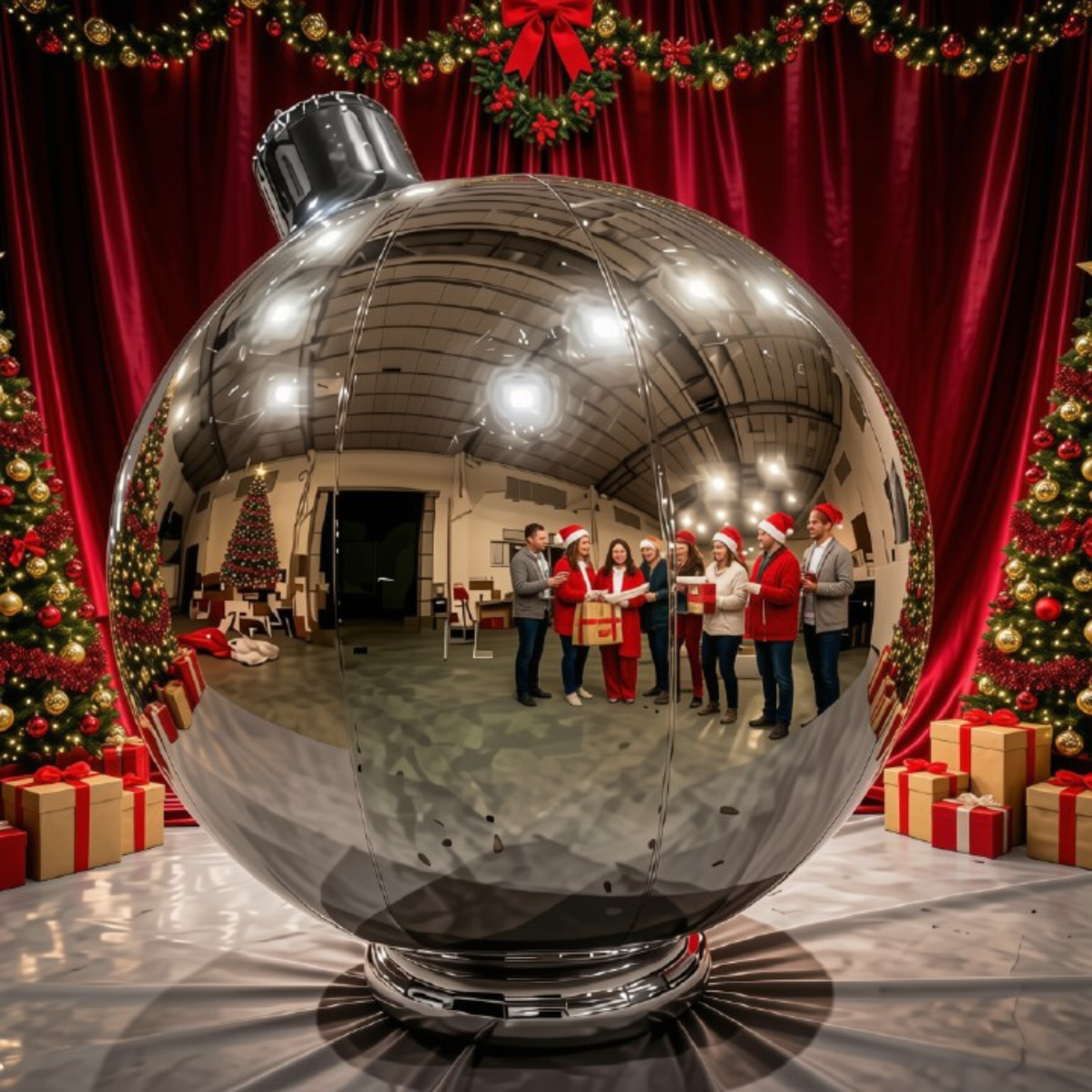 Bola Natal Espelho Inflável Praças e Shoppings, Ornamento Espelhado Inflável 1.5 Metro