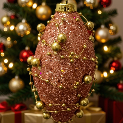 Bola Decorativa Gota Dourada Natal, Enfeite Natalino Árvore de Natal Bola Gota Dourada