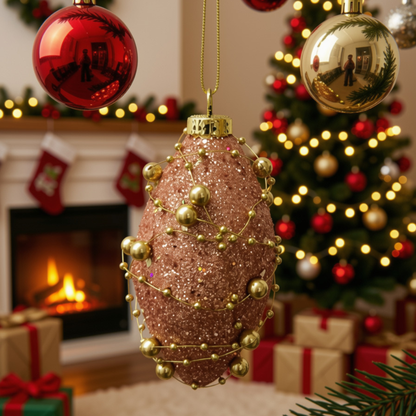 Bola Decorativa Gota Dourada Natal, Enfeite Natalino Árvore de Natal Bola Gota Dourada