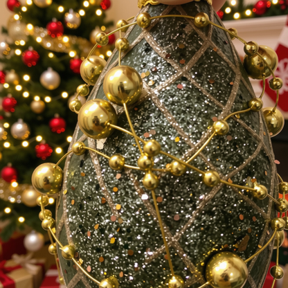 Bola Decorativa Gota Dourada Natal, Enfeite Natalino Árvore de Natal Bola Gota Dourada