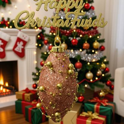 Bola Decorativa Gota Dourada Natal, Enfeite Natalino Árvore de Natal Bola Gota Dourada