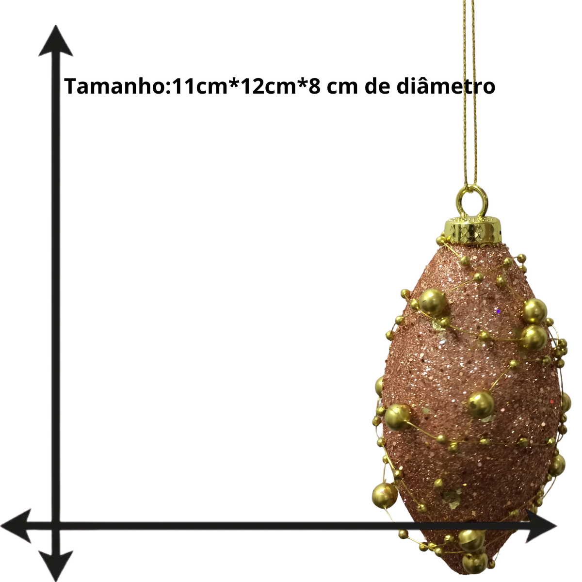 Bola Decorativa Gota Dourada Natal, Enfeite Natalino Árvore de Natal Bola Gota Dourada