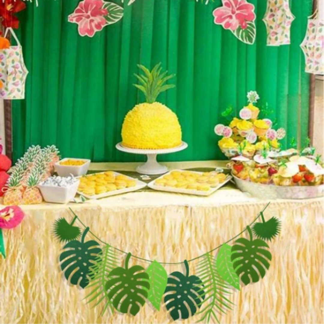 Pacote com 2 faixas de folhas tropicais Havaí Luau Guirlanda de folhas festa Praia