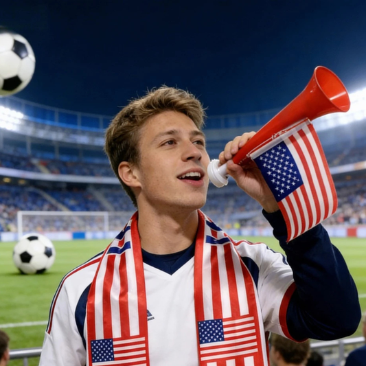 Torcedor Canada 5 Peças: Bandeira, bastão cabeça redonda, Bandeira, Cachecol, Trompete