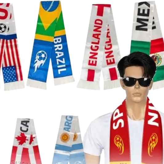 Cachecol Brasil Copa do Mundo, Verde e Amarelo com Franjas, Poliéster, Faixa para Torcida