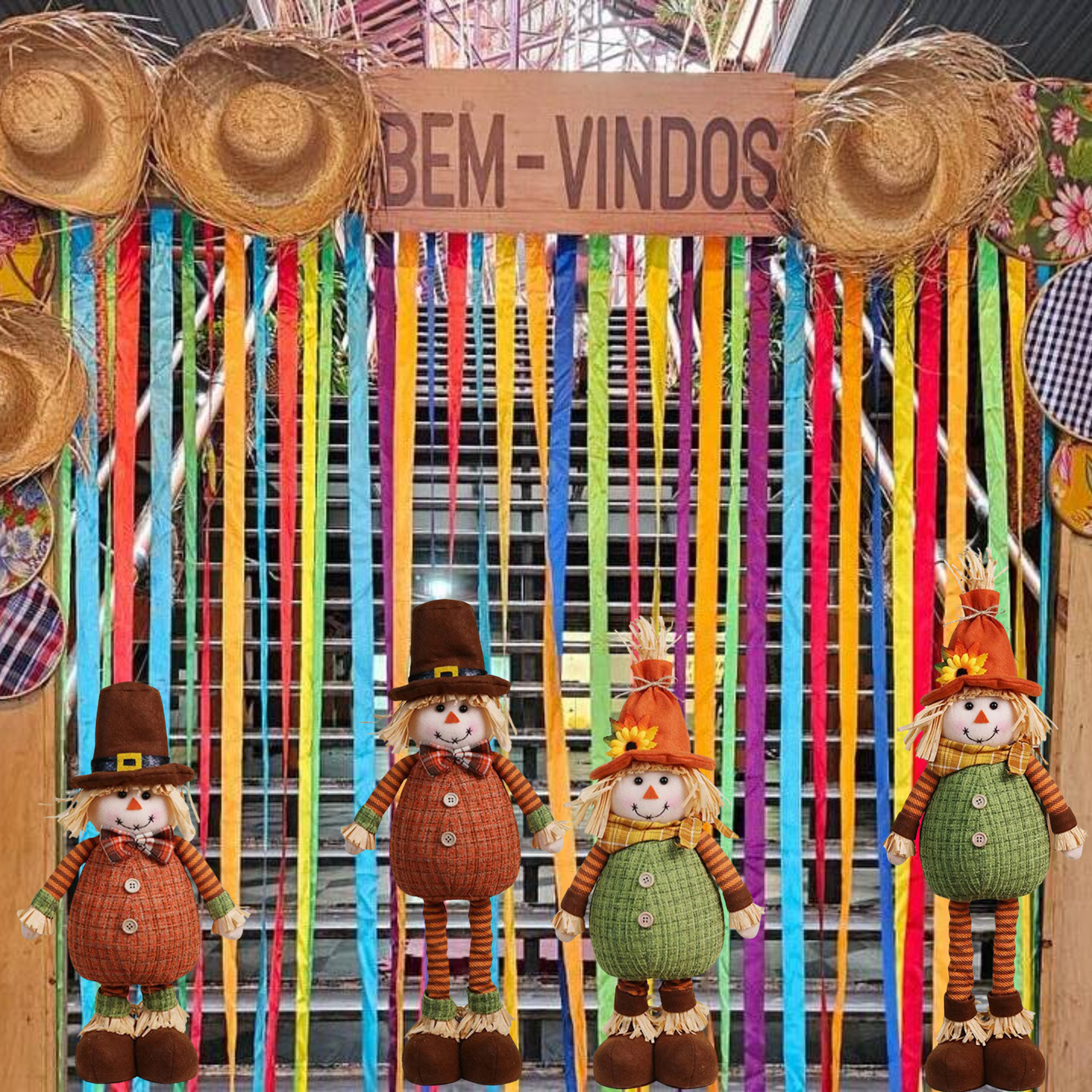 Boneco Festa Junina Rústico Kit Enfeite Junino decoração Espantalhos São João Arraiá!