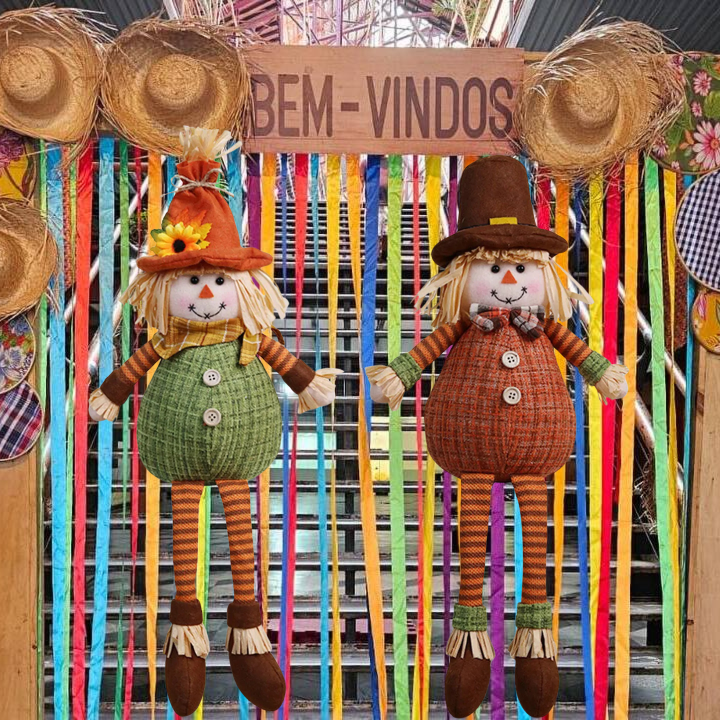 Kit 1 Espantalhos Festa Junina Decoração Mesa Arraiá 32cm*12.6 Pol.