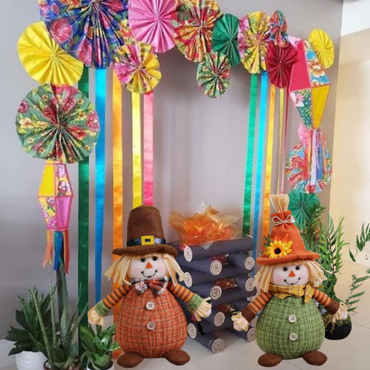 Espantalho Palha Sentado Decorativo Para Mesa Junino, Arraiá, Festa Junina 34cm*13.5 Pol.