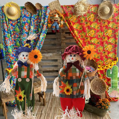 Kit Boneco Espantalho Decorativo para Festa Junina - Januário e Lindinha 40cm*20cm