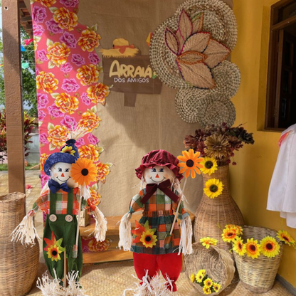 Kit Boneco Espantalho Decorativo para Festa Junina - Januário e Lindinha 40cm*20cm