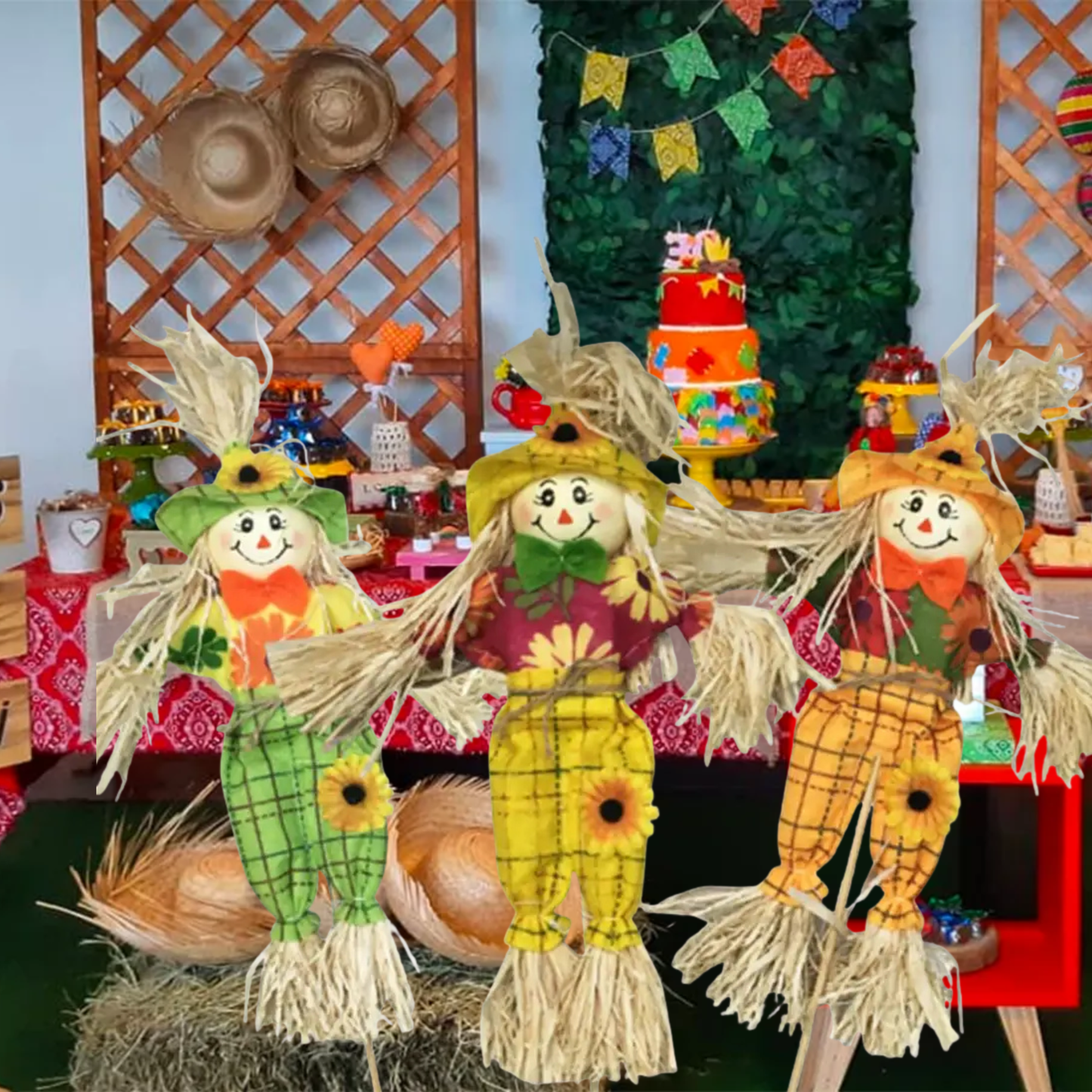 kit c/1 Espantalho palha decoração festa junina 40cm*15.7 Pol./10cm*3.93 Pol.