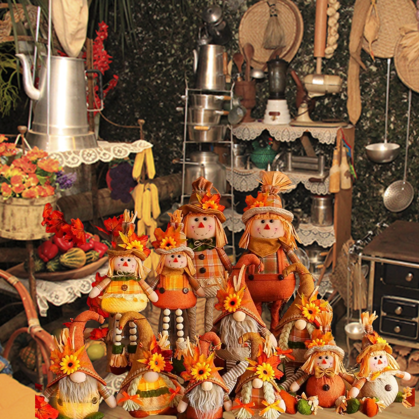 Bonecos Espantalho Gnomo Homem Pé Comprido Espantalho 50cm palha junino decorativo