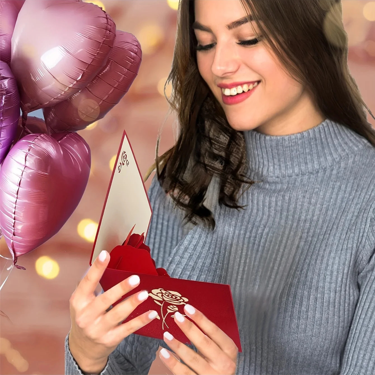 Cartão pop-up de dia das mães, cartão comemorativo 3D para o dia das mães, pensando
